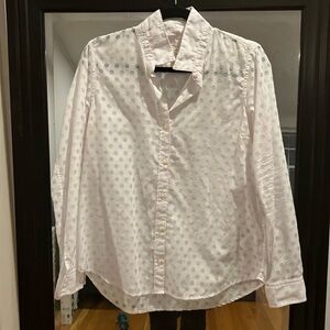 Gap White Polka Dot Semi Sheer Button-down Sz MP